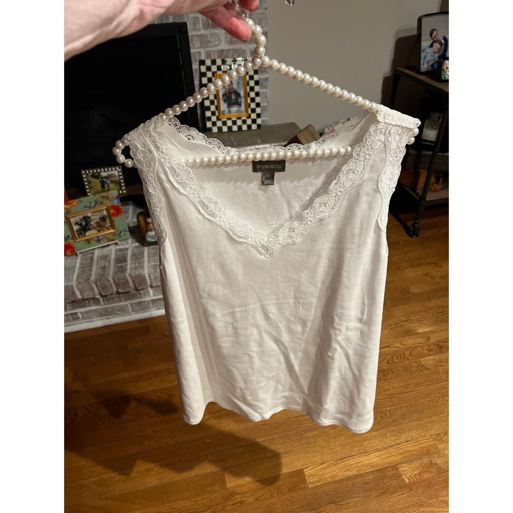 style & co white lace tank woman's XL
